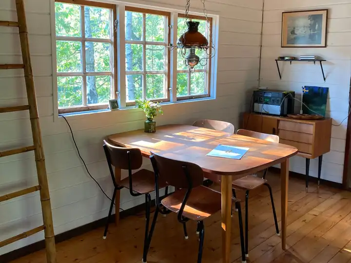 The dining table by the windows